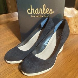 Charles David Espadrille Wedges Suede - Black 7M